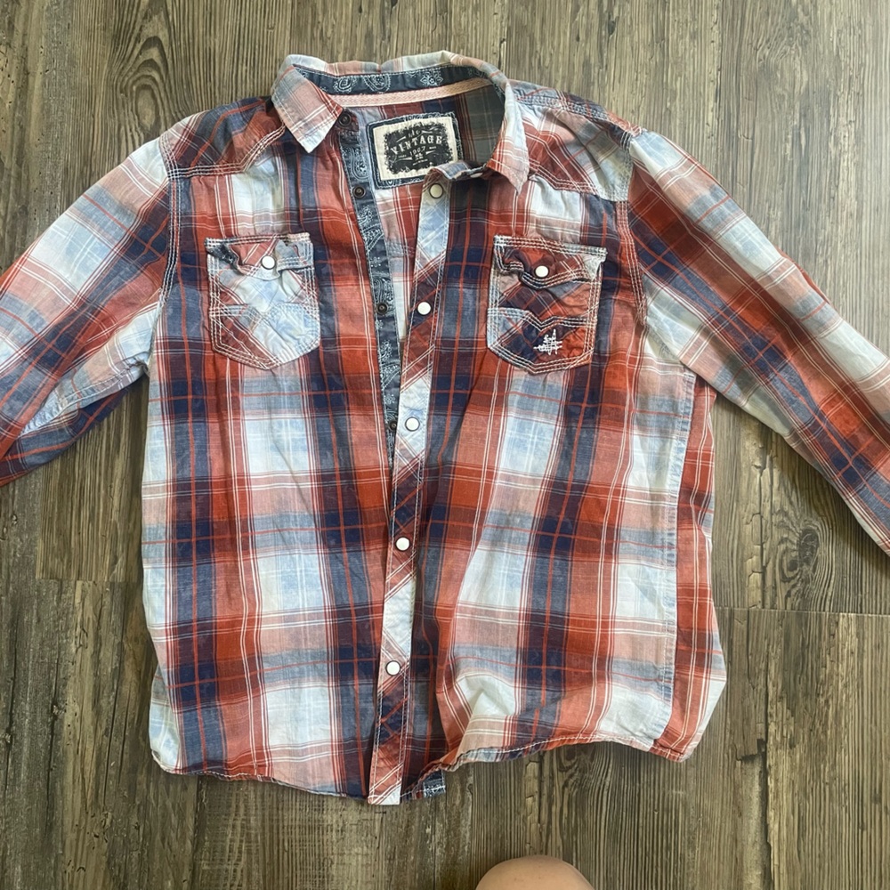 BKE vintage western pearl snap
